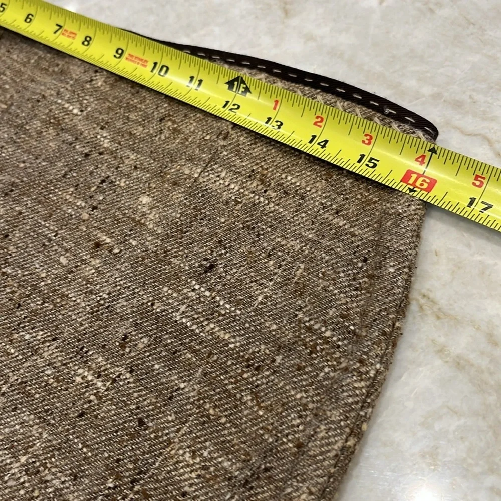 VINTAGE ELIE TAHARI | Raw Hem Pencil Skirt‎ | Silk Blend | Brown Tweed | Size 8